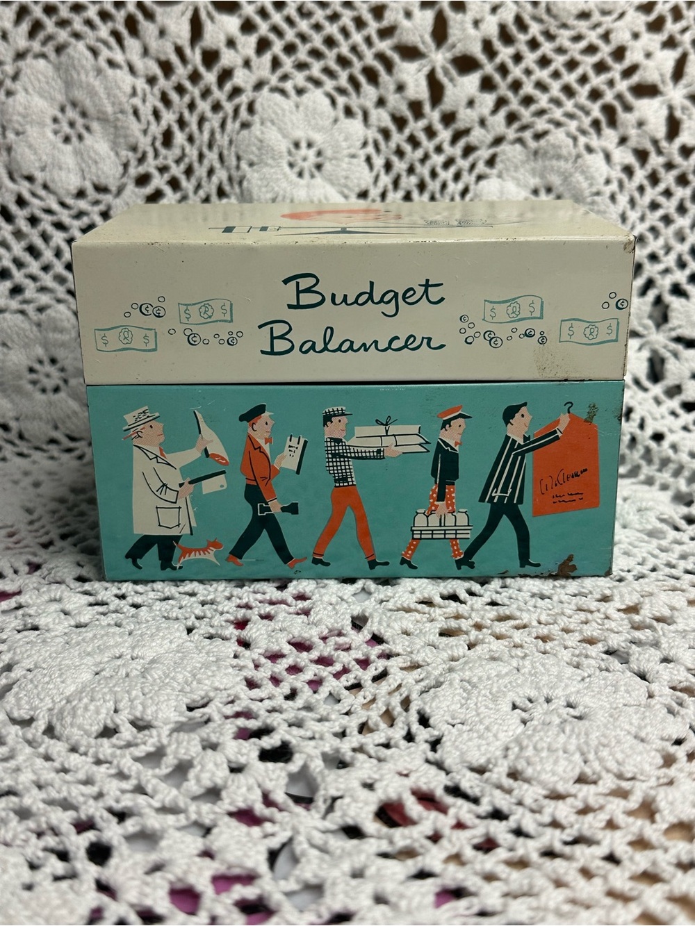 RARE 1950s Stylecraft of Baltimore “Budget Balancer” Metal Tin Box, MCM, retro
